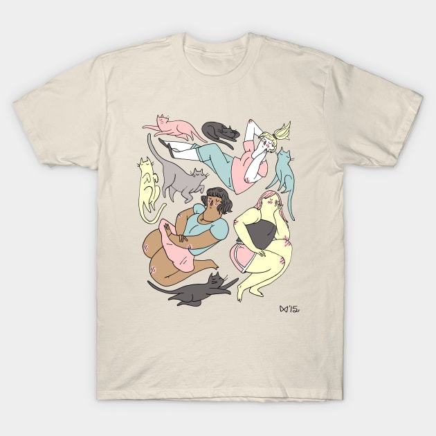 Cats n' Girls T-Shirt by seaeyedraw